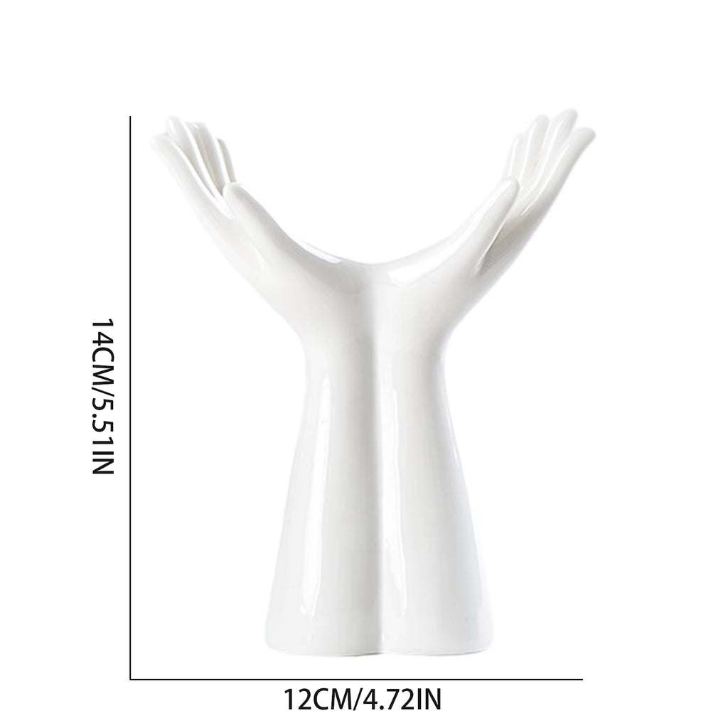 Hand Ceramics Vase Nordics Style Hand Shaped Flowers Vase Modern Home Office Decor for Creative Living Room Tabletop Ornament