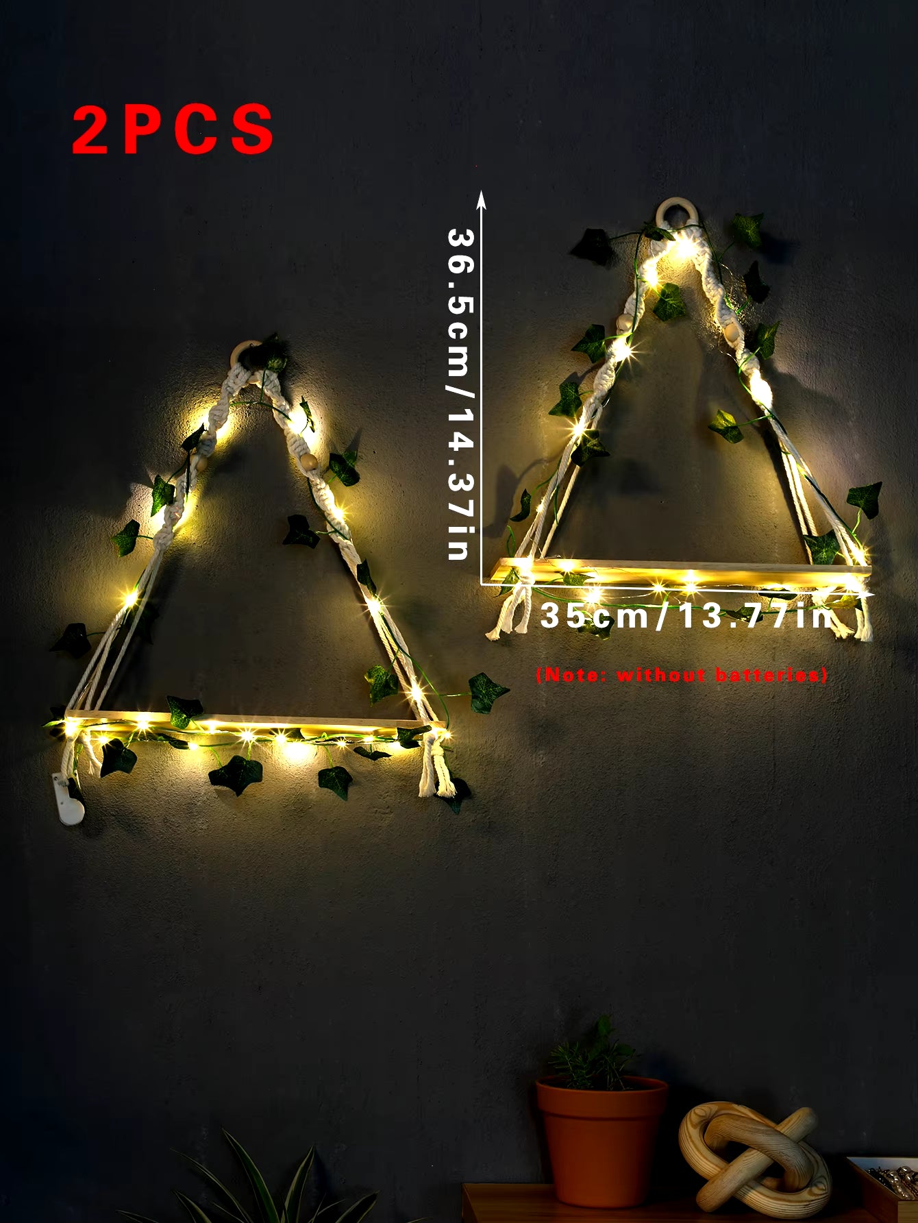 Wood Shelf with Leaf Hanging Decoration LED Shelf Decor Aesthetic Room Decor Floating Shelves Wall Display Stand for Living Room