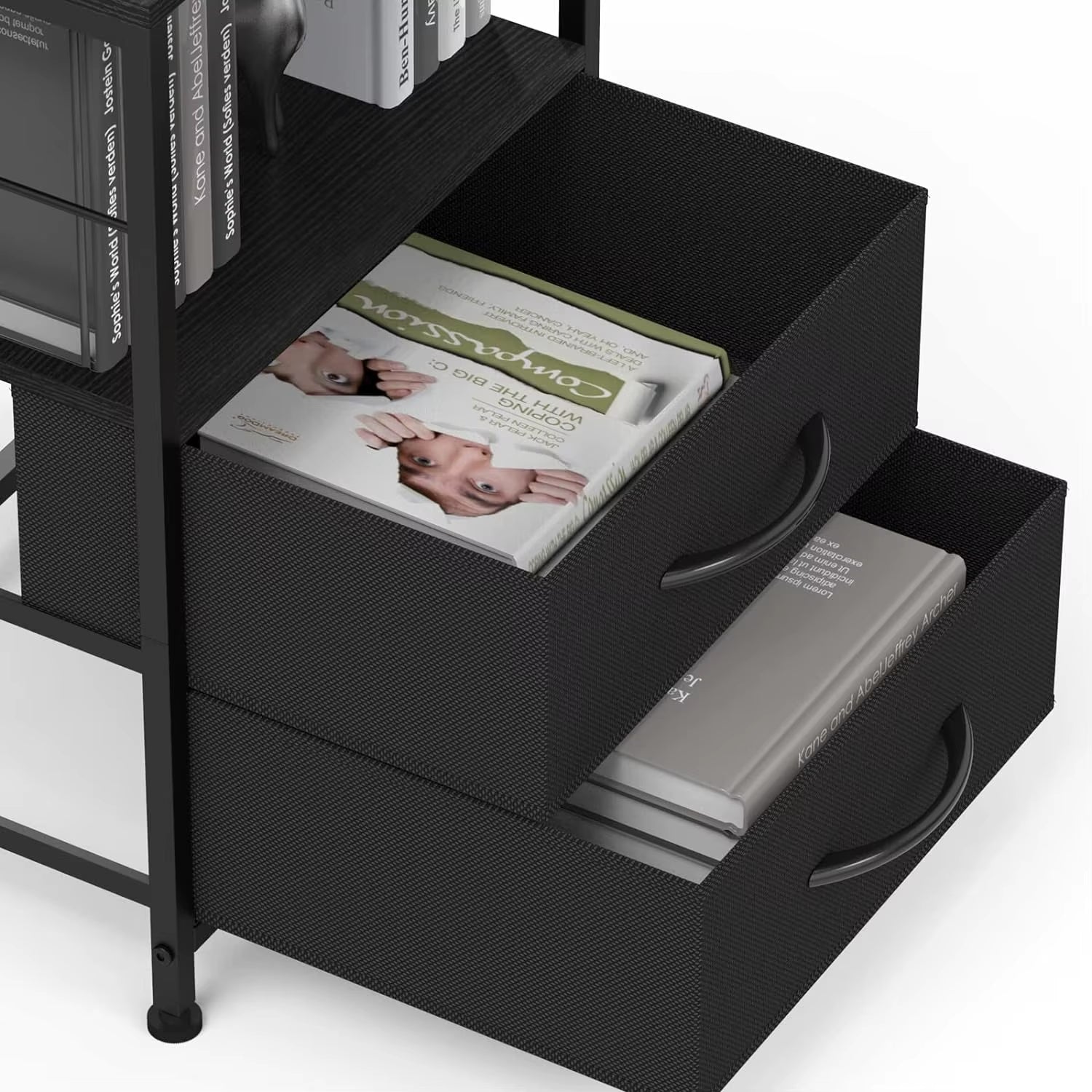 Nightstands Set of 2 End Table with Fabric Drawers Night Stands for Bedroom Side Table with Storage Shelf Bedside Tables